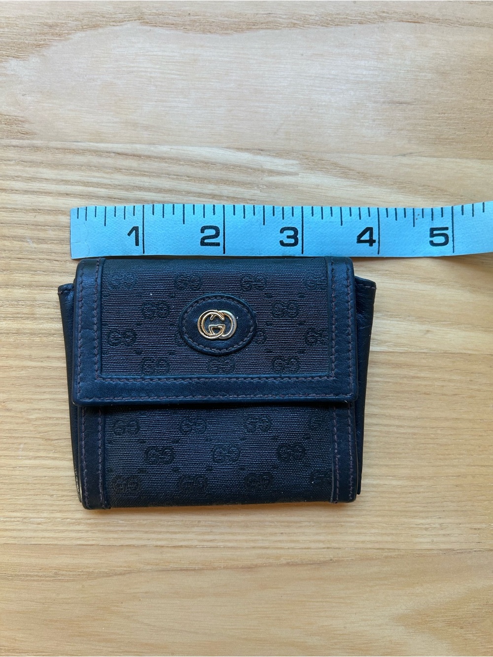Vintage Gucci Black Card Case Wallet Coin Pouch Coated Canvas Leather Logo - Picture 8 of 9